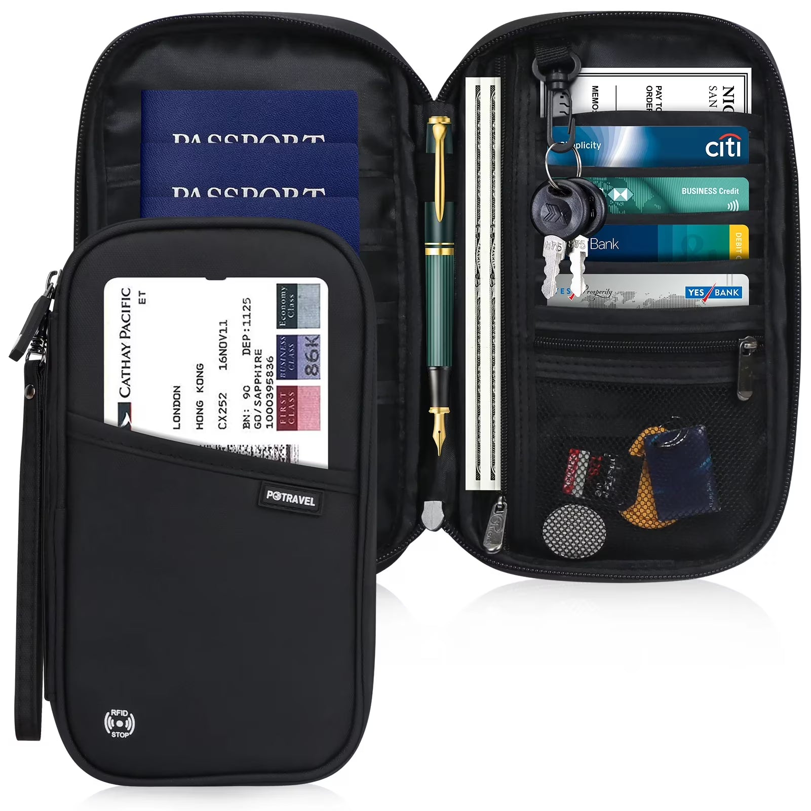 Travel Passport Wallet Organizer,Premium  Family Travel Document Organizer Case Family Passport Holder